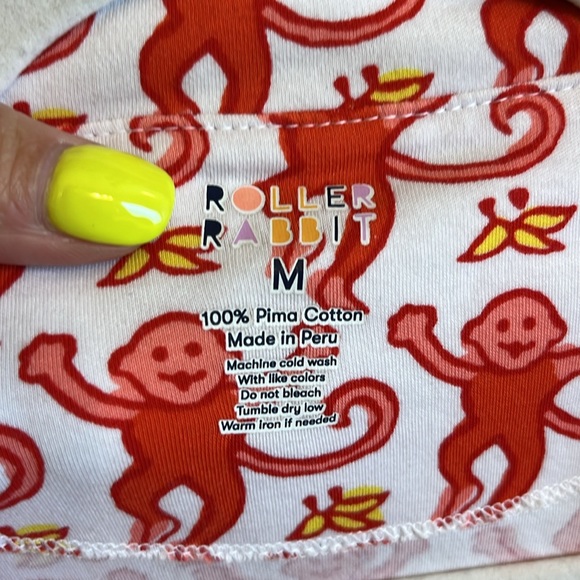 ROLLER RABBIT MONKEY PAJAMA TOP ONLY M - Picture 3 of 4